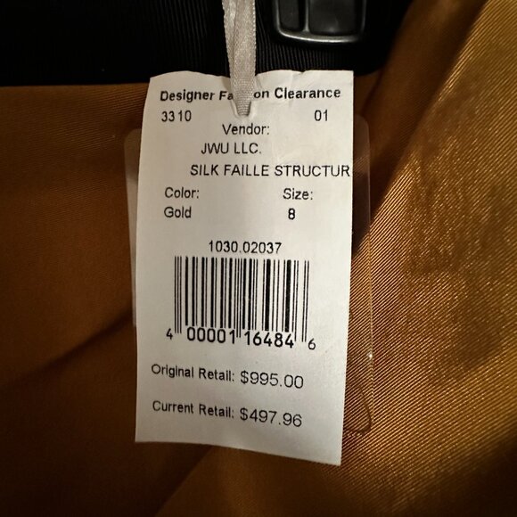 Designer Gold Pencil Skirt - Jason Wu 100% Silk - Picture 3 of 8